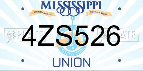 4ZS526 Mississippi License Plate