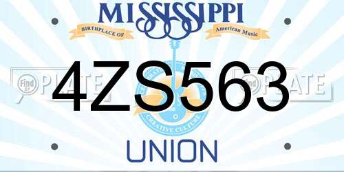 4ZS563 Mississippi License Plate