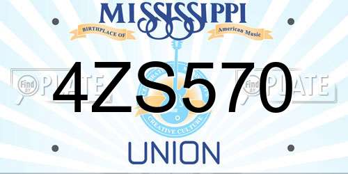 4ZS570 Mississippi License Plate