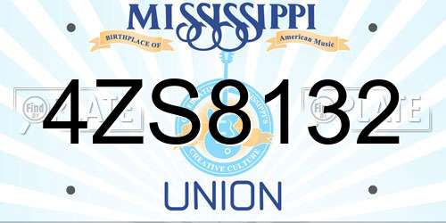 4ZS8132 Mississippi License Plate
