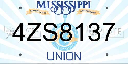 4ZS8137 Mississippi License Plate