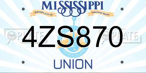 4ZS870 Mississippi License Plate