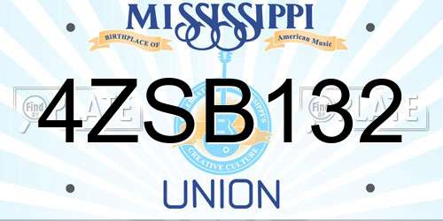 4ZSB132 Mississippi License Plate