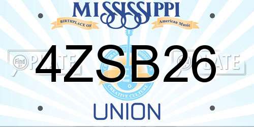 4ZSB26 Mississippi License Plate