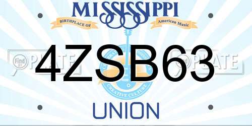4ZSB63 Mississippi License Plate