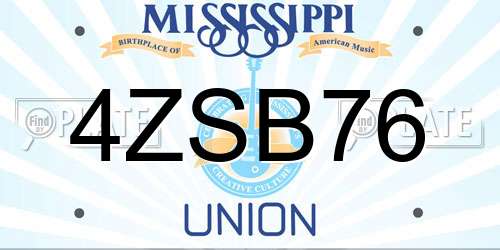 4ZSB76 Mississippi License Plate