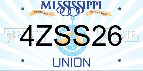 4ZSS26 Mississippi License Plate