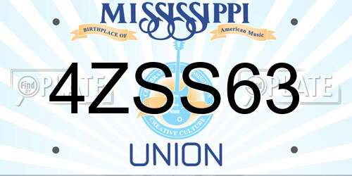 4ZSS63 Mississippi License Plate