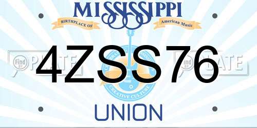 4ZSS76 Mississippi License Plate