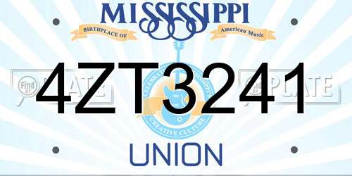 4ZT3241 Mississippi License Plate