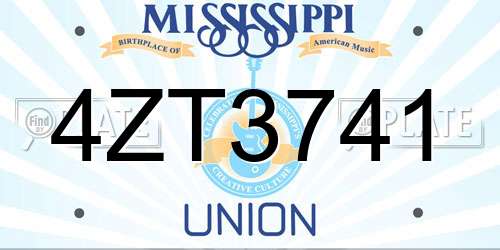 4ZT3741 Mississippi License Plate