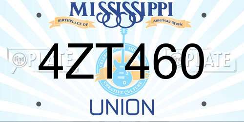 4ZT460 Mississippi License Plate