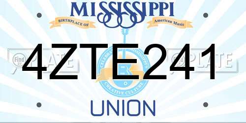 4ZTE241 Mississippi License Plate
