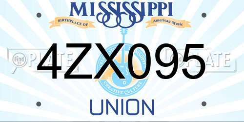 4ZX095 Mississippi License Plate