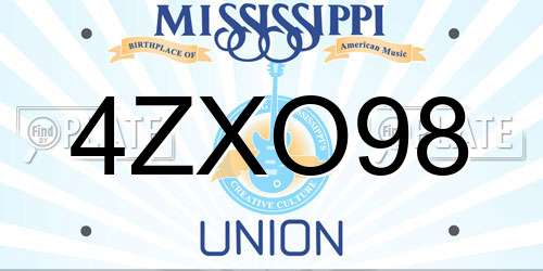 4ZXO98 Mississippi License Plate