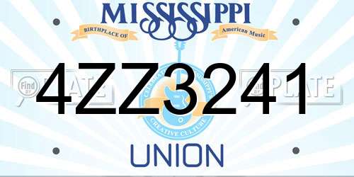 4ZZ3241 Mississippi License Plate