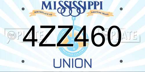 4ZZ460 Mississippi License Plate