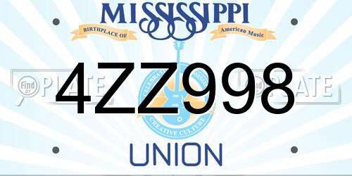 4ZZ998 Mississippi License Plate