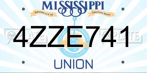 4ZZE741 Mississippi License Plate