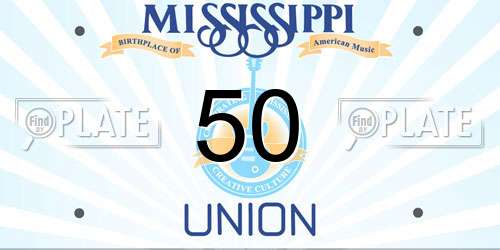 50 Mississippi License Plate