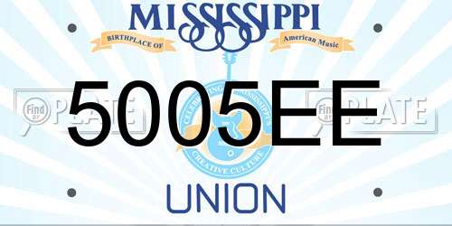 5005EE Mississippi License Plate