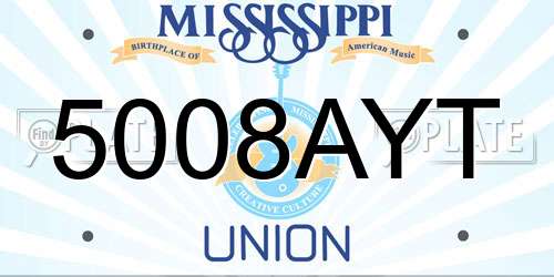 5008AYT Mississippi License Plate