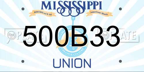 500B33 Mississippi License Plate