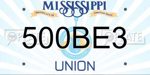 500BE3 Mississippi License Plate