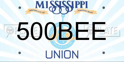 500BEE Mississippi License Plate