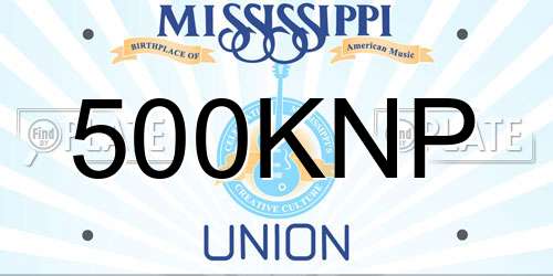 500KNP Mississippi License Plate
