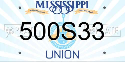 500S33 Mississippi License Plate