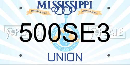 500SE3 Mississippi License Plate