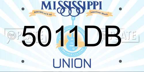 5011DB Mississippi License Plate