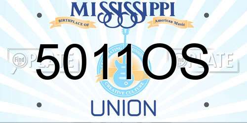 5011OS Mississippi License Plate