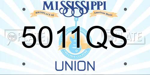 5011QS Mississippi License Plate