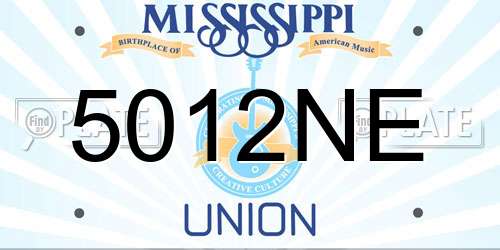 5012NE Mississippi License Plate