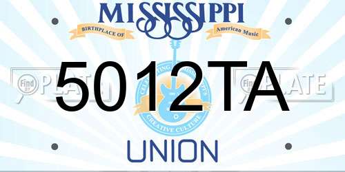 5012TA Mississippi License Plate