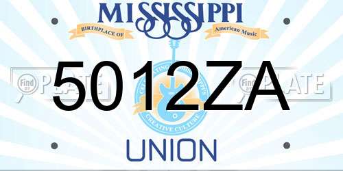 5012ZA Mississippi License Plate
