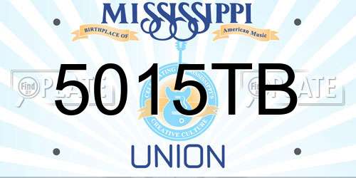 5015TB Mississippi License Plate