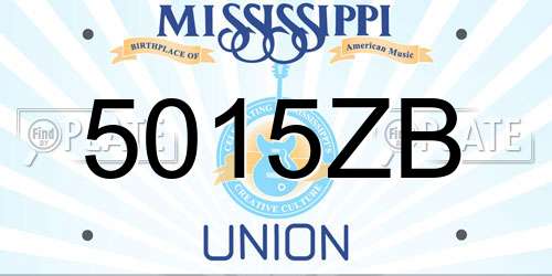 5015ZB Mississippi License Plate