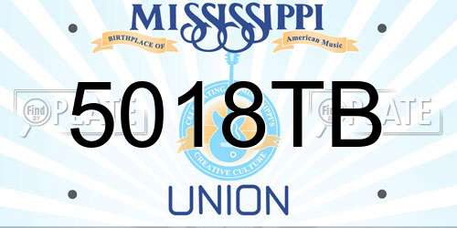 5018TB Mississippi License Plate