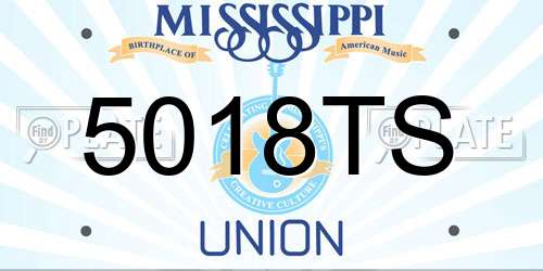 5018TS Mississippi License Plate