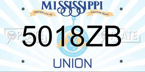 5018ZB Mississippi License Plate