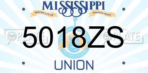 5018ZS Mississippi License Plate
