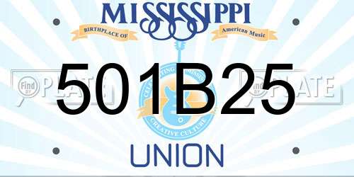 501B25 Mississippi License Plate