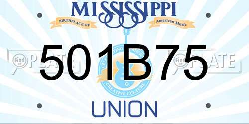 501B75 Mississippi License Plate