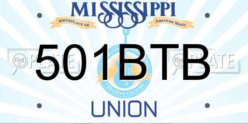 501BTB Mississippi License Plate