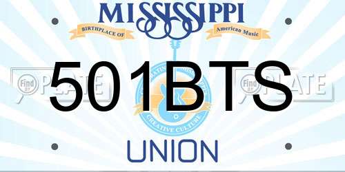 501BTS Mississippi License Plate