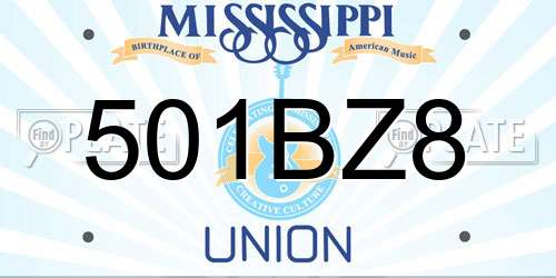 501BZ8 Mississippi License Plate