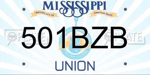 501BZB Mississippi License Plate
